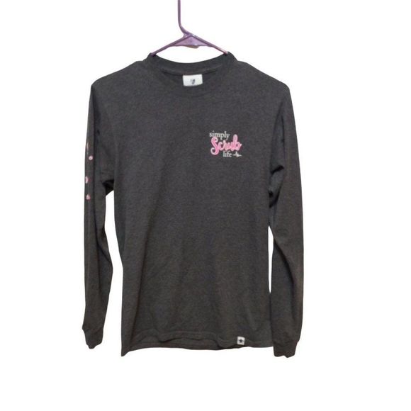 SIMPLY Southern Long Sleeve Top Small Grey Cotton/Polyester - Picture 1 of 4